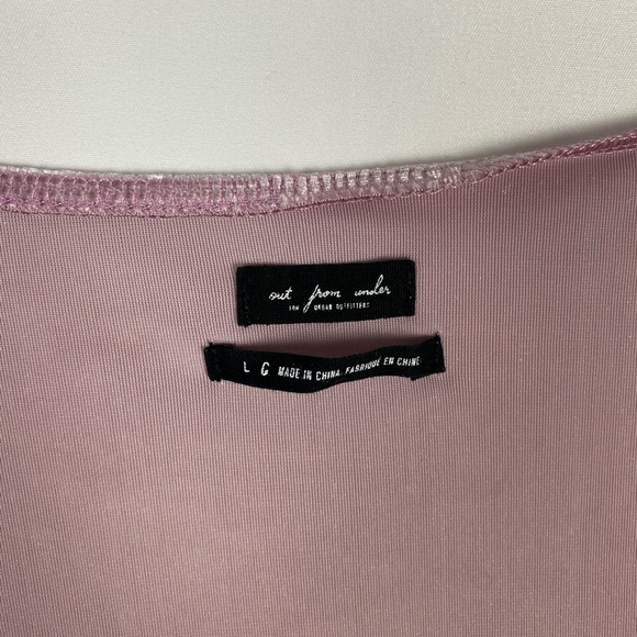 Urban Outfitters Out From Under Evelyn Velvet Longsleeve Pink Bodysuit Large - Picture 4 of 5